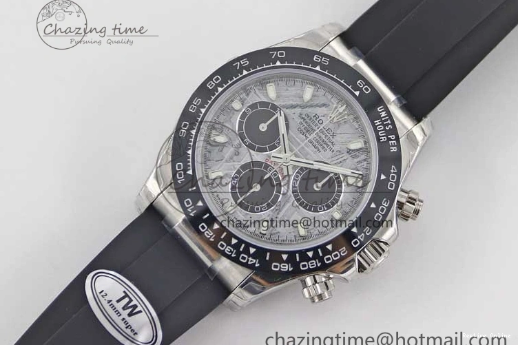 0509 WeatherProof Daytona 116519 SS TWF 1:1 Best Edition 904L Steel Gray Meteorite Black Dial on Oysterflex Strap A 2410